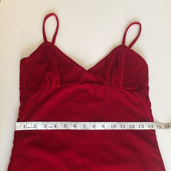Zara Red Velvet 90's Style Mini Dress Size Medium - Picture 7 of 11